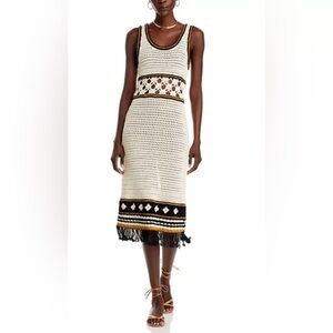 NWT: MOTHER The Frayed Edge Midi Dress in Sand Dunes size SMALL